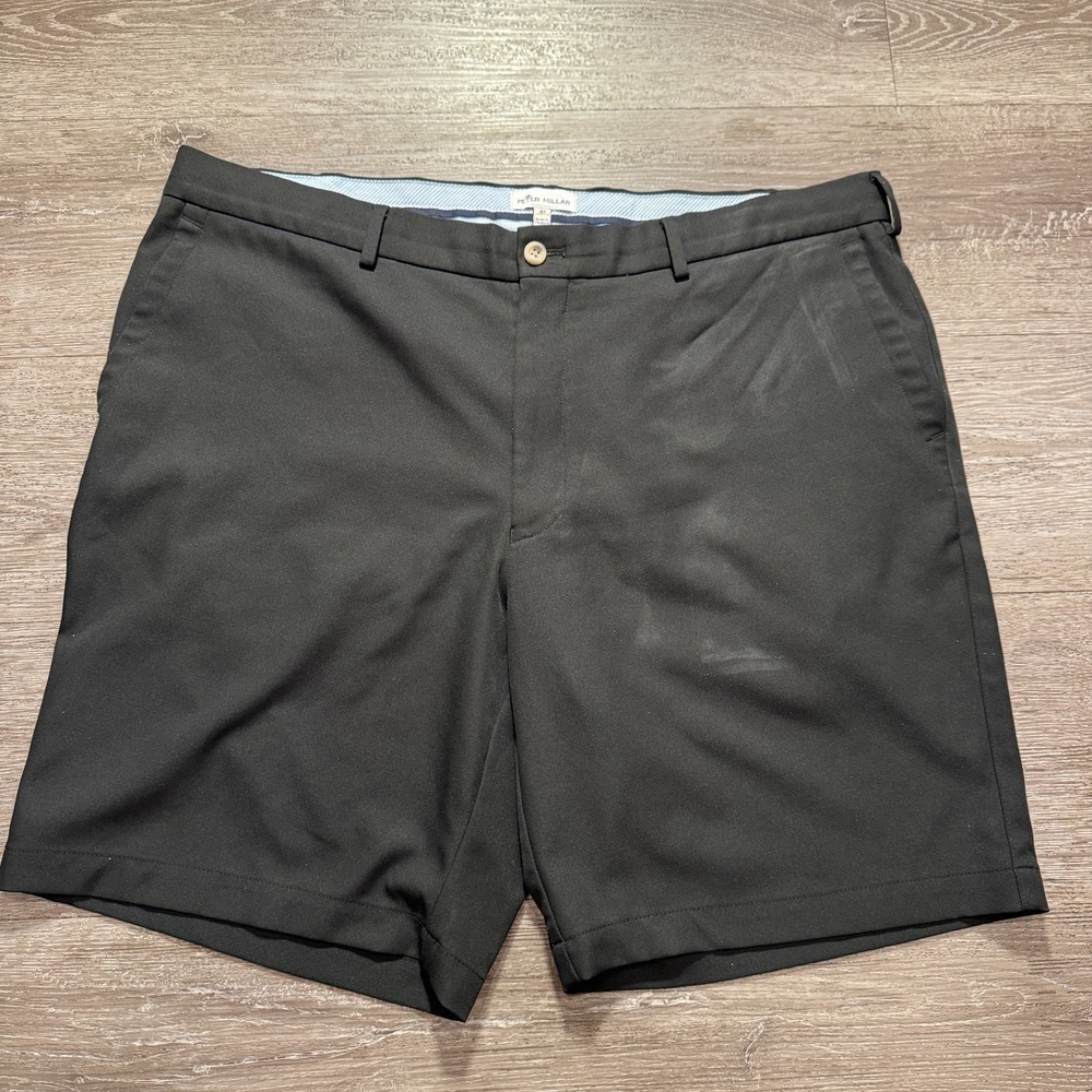 Peter Millar Shorts Mens 40 Black Performance Salem Golf Crown Flat Front 9"